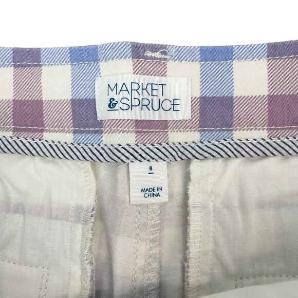 NWT MARKET & SPRUCE Checkered Chino Shorts Sz 8 Multicolor - Picture 4 of 5